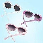 XINB LOOK 3-Pairs Gift Kids Sunglasses Girls, Cute Flower Frame Cartoon UV400 Glasses, Toddler Sunglasses for Ages 3-10