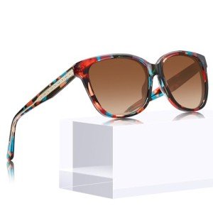 CARFIA Square Polarized Sunglasses for Women UV Protection, Italian Design Retro Embossed Pattern Wire Core Driving Shades