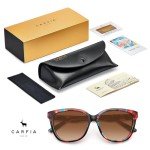 CARFIA Square Polarized Sunglasses for Women UV Protection, Italian Design Retro Embossed Pattern Wire Core Driving Shades