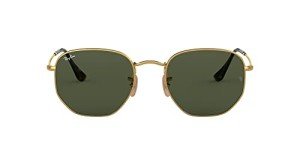 Ray-Ban RB3548N Hexagonal Flat Lens Sunglasses, Gold/G-15 Green, 54 mm + 0