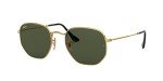 Ray-Ban RB3548N Hexagonal Flat Lens Sunglasses, Gold/G-15 Green, 54 mm + 0