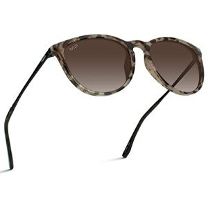 WearMe Pro Women's Round Sunglasses with Polarized UV Protection, Trendy Retro Designer Style (Beige Tortoise Frame/Brown Gradient Lens)