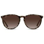 WearMe Pro Women's Round Sunglasses with Polarized UV Protection, Trendy Retro Designer Style (Beige Tortoise Frame/Brown Gradient Lens)