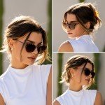 WearMe Pro Women's Round Sunglasses with Polarized UV Protection, Trendy Retro Designer Style (Beige Tortoise Frame/Brown Gradient Lens)