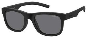 Polaroid Sunglasses Kids' PLD 8020/S Square Sunglasses, Rubber Black/Gray Polarized, 46 mm