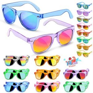 Kids Sunglasses Party Favors - Boys Girls Valentines Day Gifts, Neon Sunglasses with UV 400 Protection for Kids Classroom Favors Birthday Goodie Bags Stuffers - 16 Packs