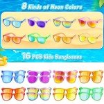 Kids Sunglasses Party Favors - Boys Girls Valentines Day Gifts, Neon Sunglasses with UV 400 Protection for Kids Classroom Favors Birthday Goodie Bags Stuffers - 16 Packs