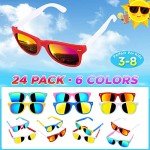 Kids Sunglasses Bulk,24 Pack Sunglasses Kids Party Favors for Kids Age 4-8-12,Multicolor Neon Sunglasses with UV400 Protection Pool Party Toys,Goody Bag Stuffers,Summer Toys for Boys and Girls