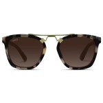 WearMe Pro Polarized Vintage Large Square Womens Sunglasses with Metal Double-Bar Bridge (Beige Tortoise/Gradient Brown Lens)