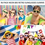 Oleitodh 96 Pack Kids Sunglasses Party Favors, Kid's Neon Sunglasses Bulk, Childrens Sunglasses Boys Girls Eyewear Pack for Goody Bag Fillers Summer Beach Pool Birthday Party Supplies Age for 3-8