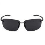 JULI Sports Polarized Sunglasses for Men Women Tr90 Rimless Frame for Running Fishing Golf Surf Driving(Black)