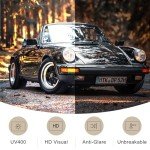 CARFIA Acetate Vintage Round Polarized Sunglasses for Men UV400 Lenses Hand-crafted Frame Clear Tea Frame Green Lens