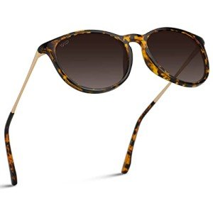 WearMe Pro Women's Round Sunglasses with Polarized UV Protection, Trendy Retro Designer Style (Tortoise Frame/Brown Lens)
