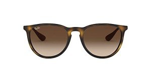 Ray-Ban RB4171 Erika Round Sunglasses, Rubber Havana/Brown Gradient Dark Brown, 54 mm
