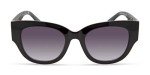 GUESS Women's Trendy Peony Pattern Accent Butterfly Sunglasses, Shiny Black/Gradient Smoke, 50mm