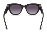 GUESS Women's Trendy Peony Pattern Accent Butterfly Sunglasses, Shiny Black/Gradient Smoke, 50mm