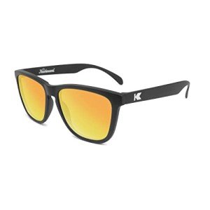 Knockaround Classics Polarized Sunglasses for Men & Women - Impact Resistant Lenses & Full UV400 Protection, Matte Black Frames/Yellow Reflective Lenses