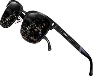 ATTCL Men's Driving Polarized Rimless Sunglasses Al-Mg Metal Frame Ultra Light 8-188 Black