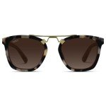 WearMe Pro Polarized Vintage Large Square Womens Sunglasses with Metal Double-Bar Bridge (Beige Tortoise/Gradient Brown Lens)