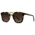 WearMe Pro Polarized Vintage Large Square Womens Sunglasses with Metal Double-Bar Bridge (Beige Tortoise/Gradient Brown Lens)