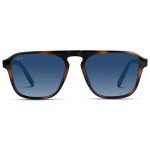 WearMe Pro Polarized Aviator One-Bridge Modern Square Mens Sunglasses (Tortoise Brown/Blue Gradient Lens)
