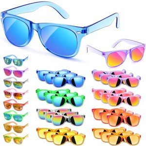 Rugort Kids Sunglasses Bulk Party Favors - 24 Packs Boys Girls Sunglasses for Kids Age 3-8 with UV 400 Protection, Neon Sunglasses for Kids Birthday Party