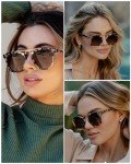 WearMe Pro Polarized Vintage Large Square Womens Sunglasses with Metal Double-Bar Bridge (Beige Tortoise/Gradient Brown Lens)