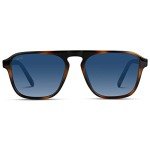 WearMe Pro Polarized Aviator One-Bridge Modern Square Mens Sunglasses (Tortoise Brown/Blue Gradient Lens)