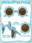 Dunzy 16 Pairs Kids Sunglasses Cute Round Flower Sunglasses groovy party favors for Toddler Girls Boys Beach Party, Aged 3-10(Candy Color)