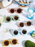 Dunzy 16 Pairs Kids Sunglasses Cute Round Flower Sunglasses groovy party favors for Toddler Girls Boys Beach Party, Aged 3-10(Candy Color)