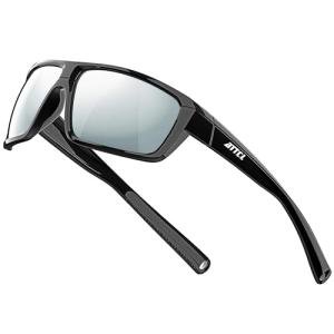 ATTCL Polarized Wrap Sunglasses For Men Cycling Driving Fishing Sports Glasses Ultralight 5001 Silver