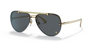 Versace VE2231 60mm Non-Polarized Aviator Sunglasses for Women – Gold Metal Frame with Gold Temples, 100% UV Protection, Lightweight & Comfortable Sunglasses, eShades Eyewear Kit Included