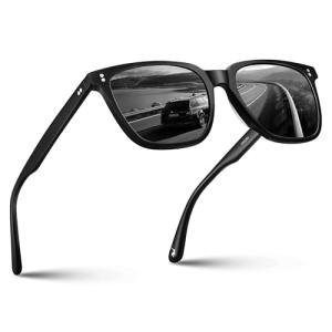 CARFIA Acetate Polarized Sunglasses for Men UV400 Protection Classic Retro Square Shades Driving Glasses