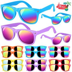 GINMIC Kids sunglasses bulk, Kids Sunglasses Party Favor, 12Pack Neon Sunglasses with UV400 Protection for Kids, Boys and Girls Age 3-8, Goody Bag Favors, Great Gift for Pool, Birthday Party Supplies