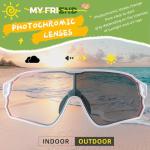 ROCKBROS Photochromic Sports Kids Sunglasses For Boys Girls Children Youth MTB Biking Sunglasses for Kids Ages 8 to 14，White