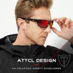 ATTCL Polarized Wrap Sunglasses For Men - Fishing Sports Glasses UV Protection 5001 Black+Red/mirrored
