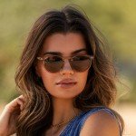 WearMe Pro Polarized Classic Round Retro Women's Sunglasses (Light Crystal Brown/Brown Lens)