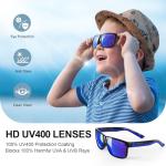 Kids Sunglasses for Boys Girls Polarized Child Teen Youth Sport Baseball Running Travel Beach Blue Glasses for Age 6 7 8 9 10 11 12