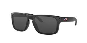 Oakley Men's OO9102 Holbrook Square Sunglasses, Matte Black Flag Icon/Grey, 57 mm