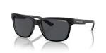 Armani Exchange Unisex Sunglasses Matte & Shiny Black Frame, Grey Lenses, 56MM