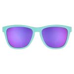goodr Electric Dinotopia Carnival Polarized Sunglasses, Medium Sized (OG), Light Teal Solid Frames with Purple Mirrored Reflective Lens, UV400 Protection, No Slip, No Bounce