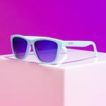 goodr Electric Dinotopia Carnival Polarized Sunglasses, Medium Sized (OG), Light Teal Solid Frames with Purple Mirrored Reflective Lens, UV400 Protection, No Slip, No Bounce