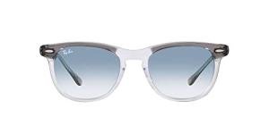 Ray-Ban Rb2398f Low Bridge Fit Square Sunglasses, Grey on Transparent/Clear Gradient Blue, 53 mm