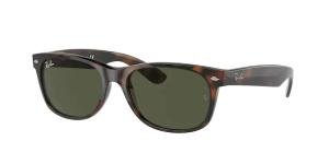 Ray-Ban RB2132 902L 55MM NEW WAYFARER Square Sunglasses For Men For Women +BUNDLE with ACCESSORY EYEWEAR KIT(Tortoise/Crystal Lens G-15 Green)+