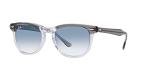 Ray-Ban Rb2398f Low Bridge Fit Square Sunglasses, Grey on Transparent/Clear Gradient Blue, 53 mm
