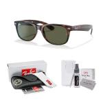 Ray-Ban RB2132 902L 55MM NEW WAYFARER Square Sunglasses For Men For Women +BUNDLE with ACCESSORY EYEWEAR KIT(Tortoise/Crystal Lens G-15 Green)+