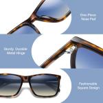 DUCO Sunglasses Men Polarized UV400 Protection Mens Sun Glasses Fashion Trendy Retro Square Lenses Shades Acetate Frame1235 (Tortoise Frame/Asymptotic Blue Lens)