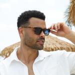 DUCO Sunglasses Men Polarized UV400 Protection Mens Sun Glasses Fashion Trendy Retro Square Lenses Shades Acetate Frame1235 (Tortoise Frame/Asymptotic Blue Lens)