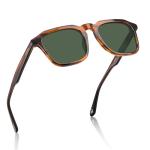 CARFIA Square Sunglasses for Men Polarized Retro 60s Design, Hand-crafted Acetate, UV400 Protection Cool Sun Glasses