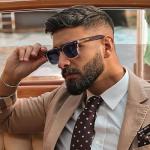 CARFIA Retro Polarized Sunglasses For Men UV400 Protection Square Arrow Rivet Trendy Classic Thick Shades